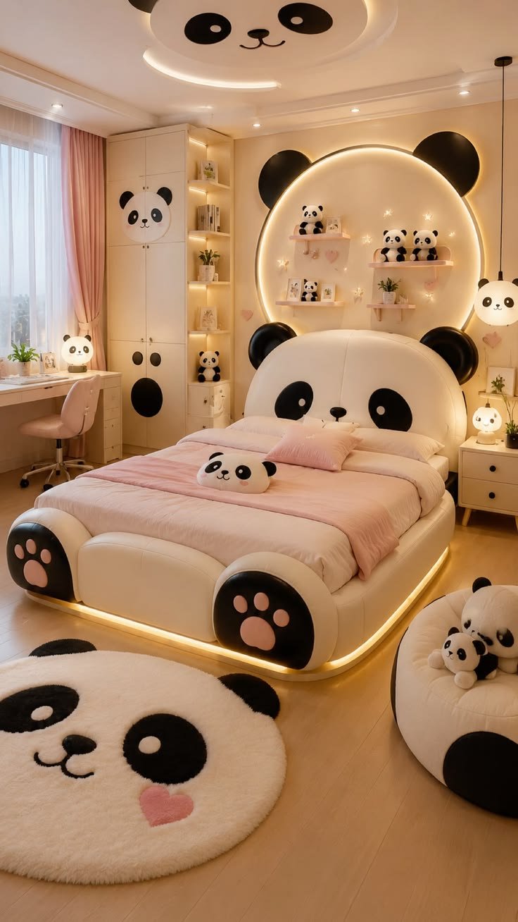 Kids bedroom with panda theme design